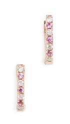 Ef Collection 14k Mini Diamond Pink Sapphire Dot Huggie Earrings