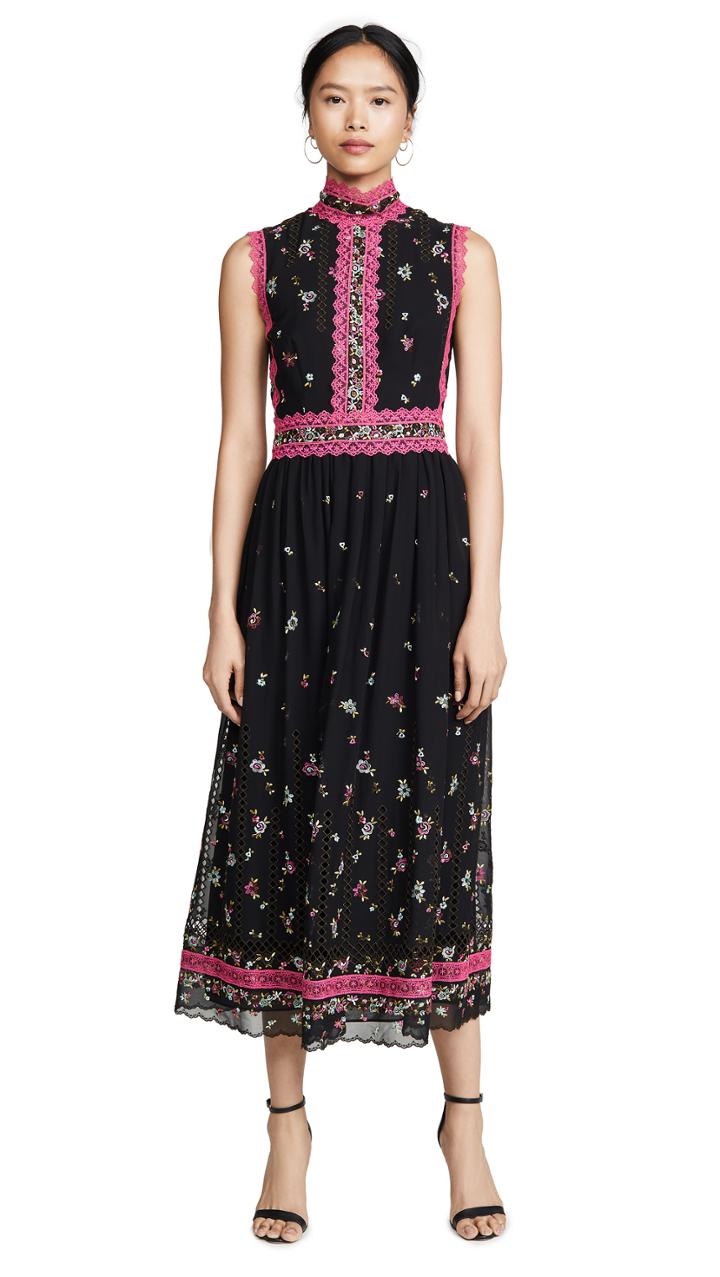 Costarellos Embroidered Dress