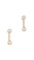 Ef Collection 14k Diamond Bezel Gold Bar Stud Earrings
