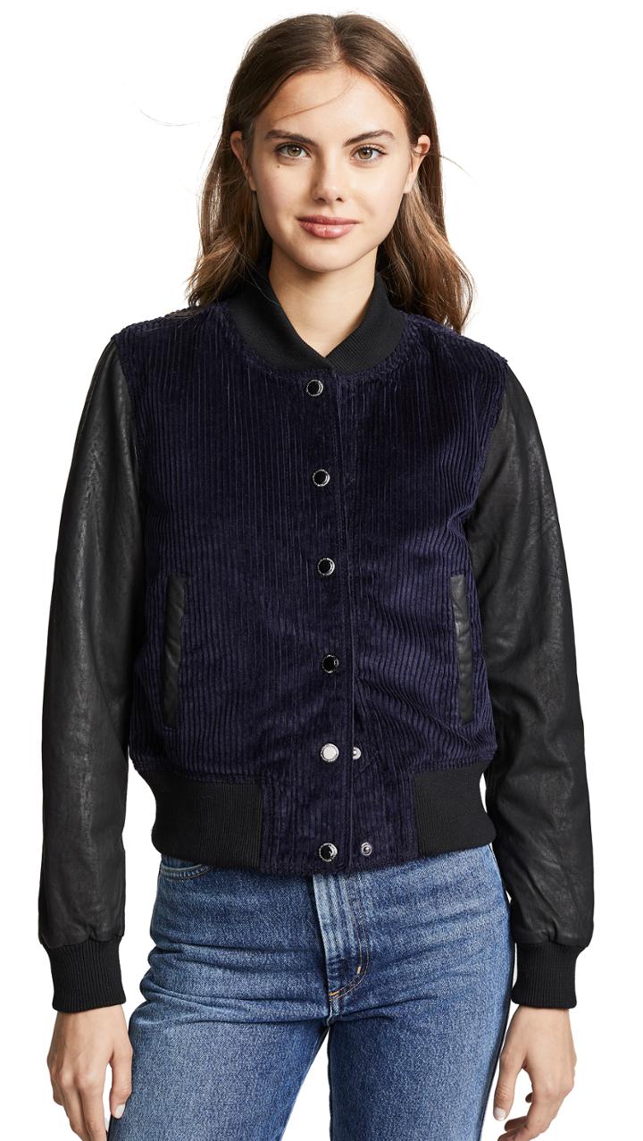 Hudson Leather Cord Varsity Bomber