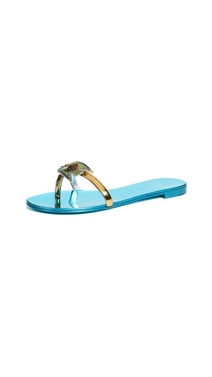 Giuseppe Zanotti Flat Metallic Sandals
