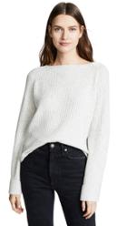 Vince Ribbed Boat Neck Wool Pullover