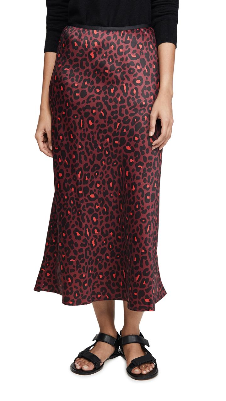 David Lerner Bias Leopard Slip Skirt