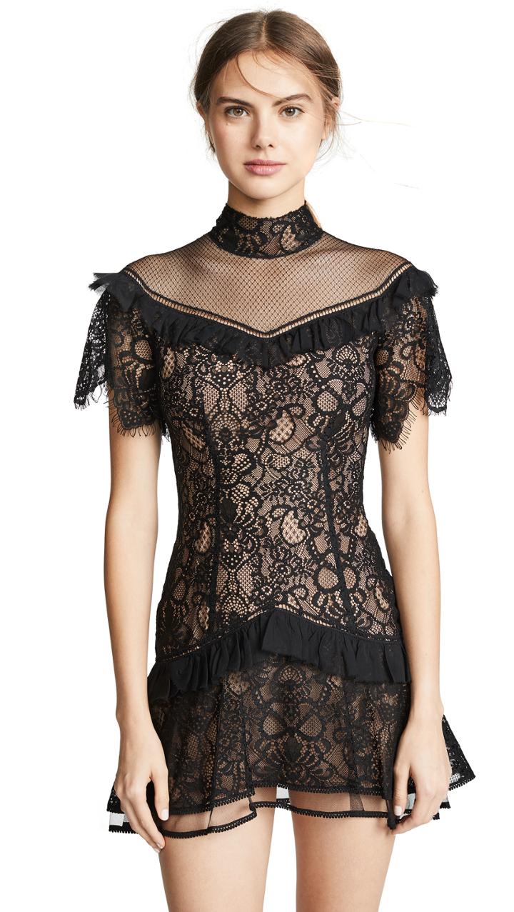 Jonathan Simkhai Mixed Lace Mockneck Minidress