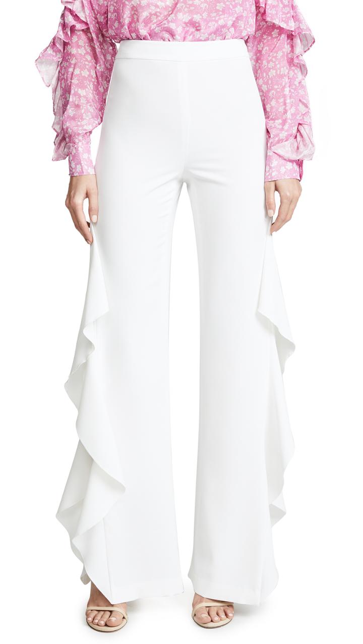 Alice Olivia Estell Ruffle Slit Pants