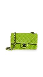What Goes Around Comes Around Chanel Green Velvet Half Flap Small Crossbody