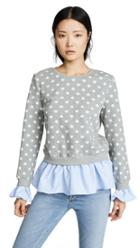 English Factory Polka Dot Combo Sweatshirt