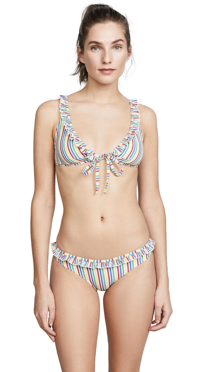 Solid Striped Milly Seersucker Bikini Top
