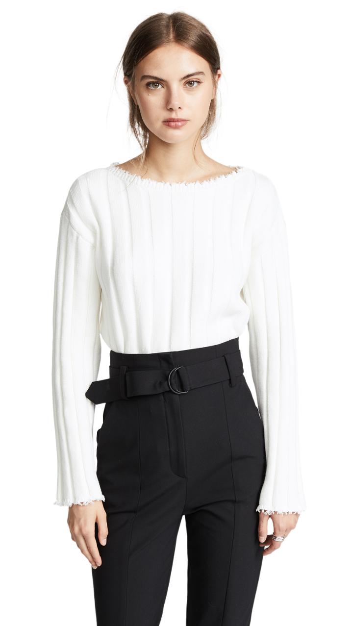 Alexanderwang T Raw Edge Off Shoulder Pullover