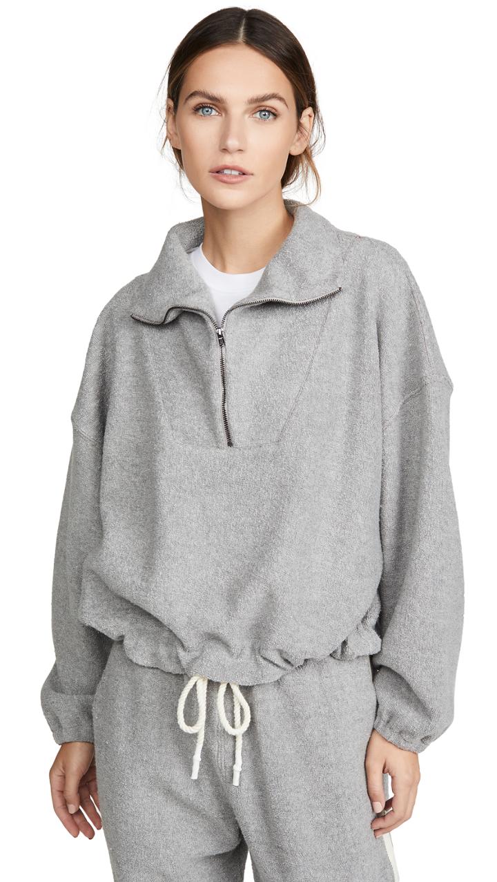 Bassike Reverse Fleece Oversized Polo Sweatshirt