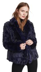 Adrienne Landau Textured Rabbit Pea Coat