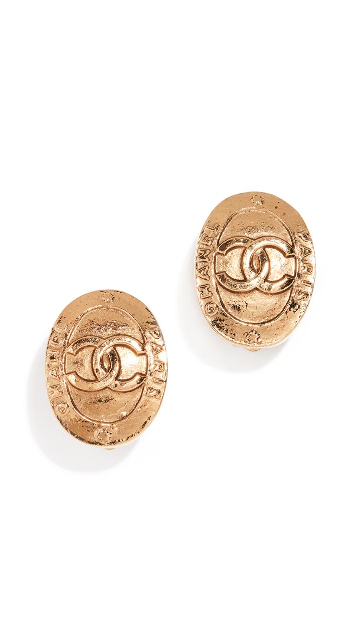 What Goes Around Comes Around Chanel Small Paris Oval Earrings