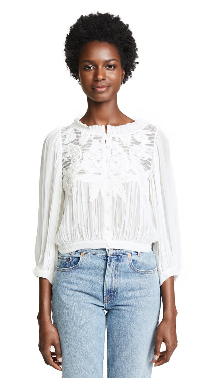 Alice Olivia Lavone Cropped Blouse