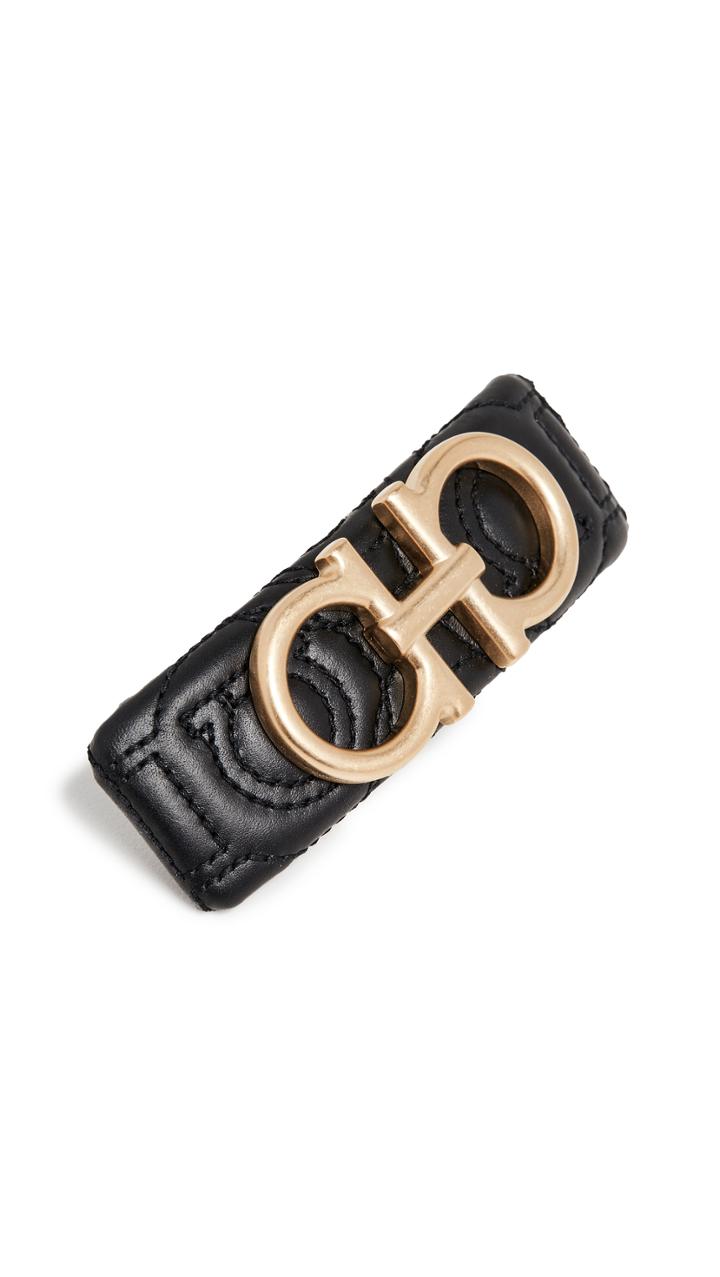Salvatore Ferragamo Leather Logo Hair Clip