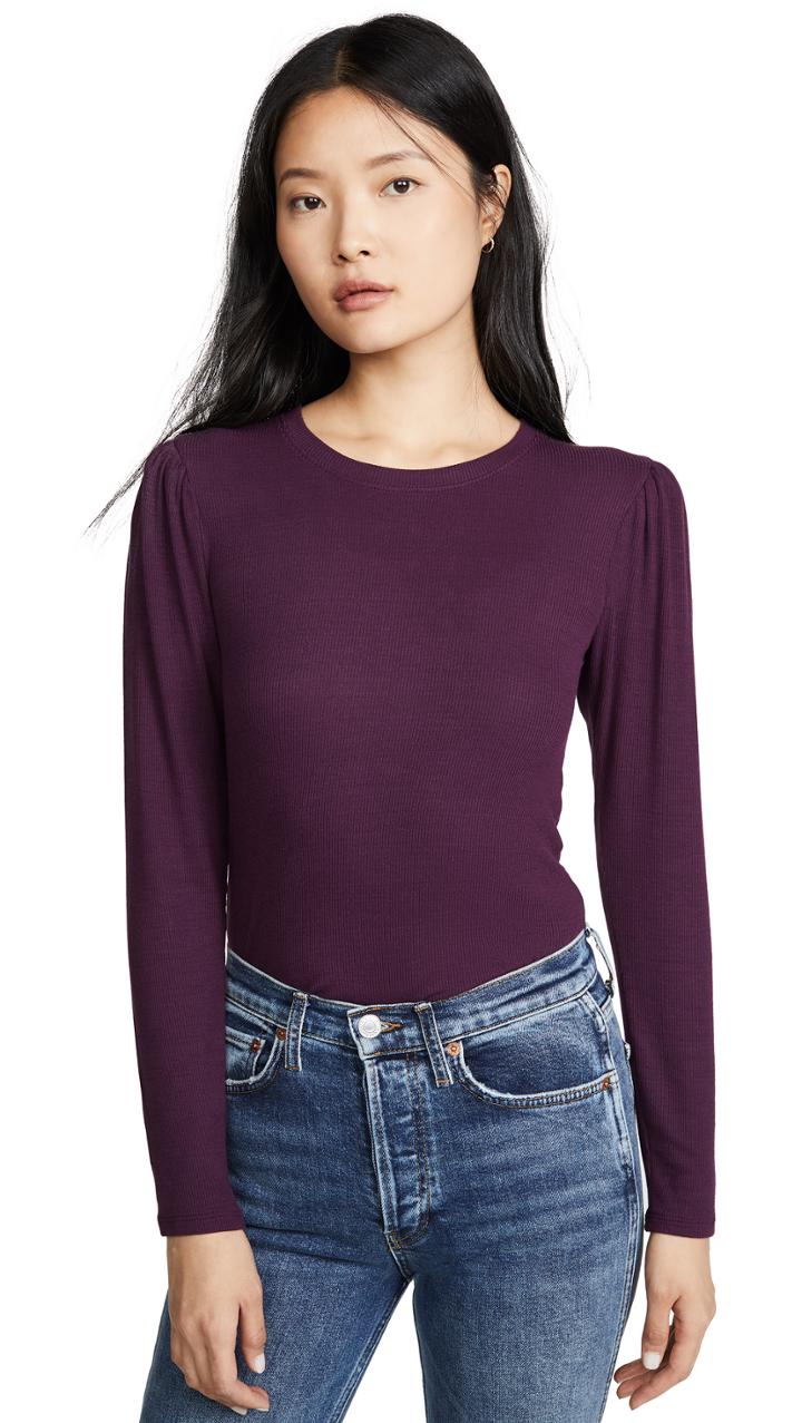 Goldie Ribbed Puff Shoulder Tee