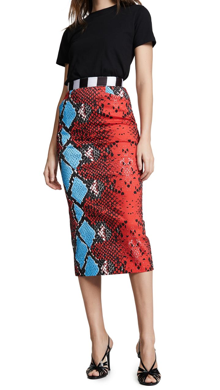 Stella Jean Snakeskin Print Skirt