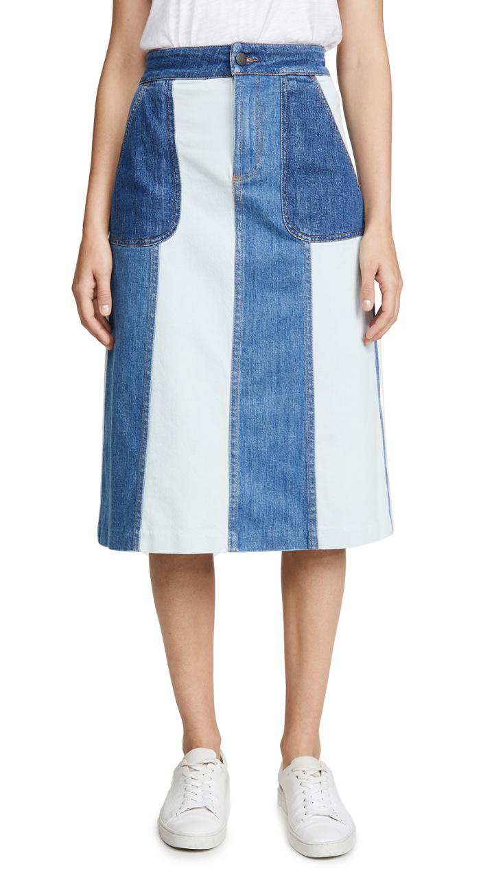 Alice Olivia Jeans Peri Midi Skirt With Pockets