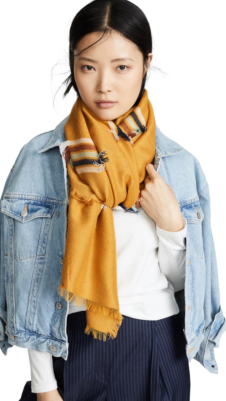 Madewell Rainbow Stripe Fringe Scarf