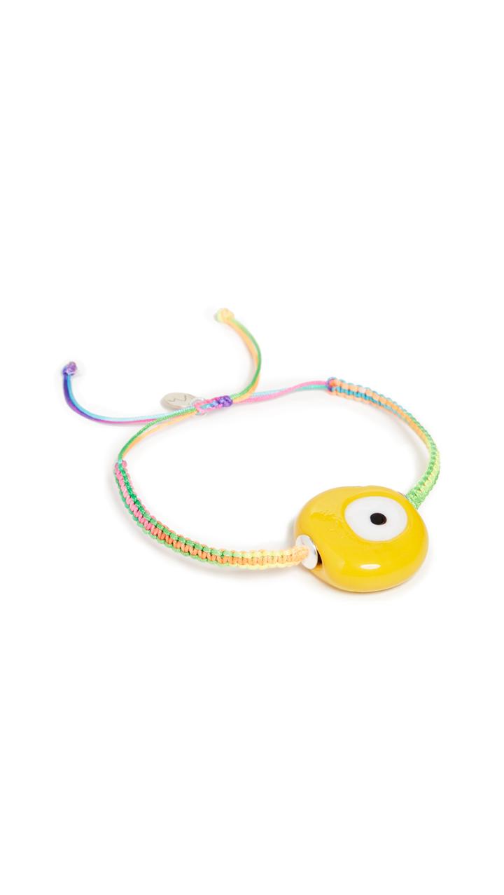 Maison Irem Yellow Evil Eye Rainbow Macrame Bracelet