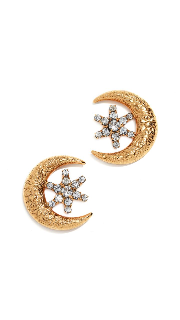 Jennifer Behr Moon Star Stud Earrings