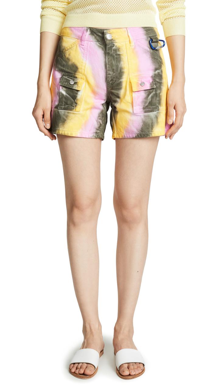 Ganni Color Washed Denim Shorts