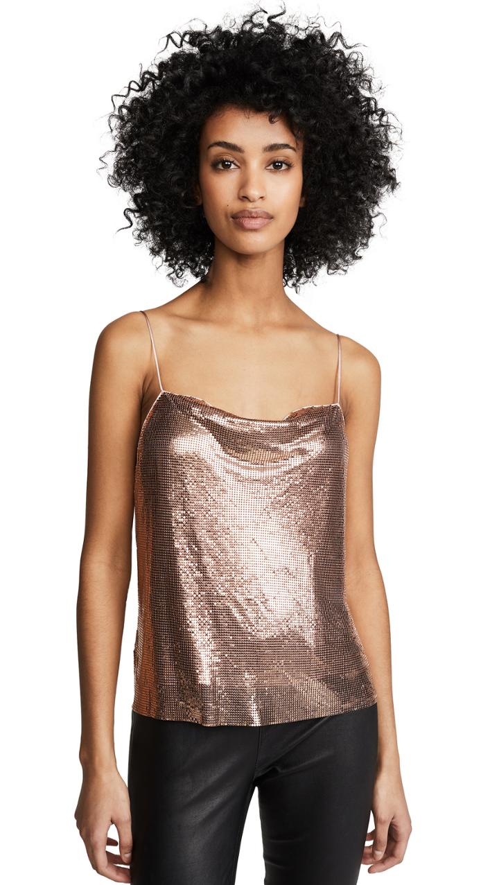 Alice Olivia Harmon Chainmail Drapey Slip Tank