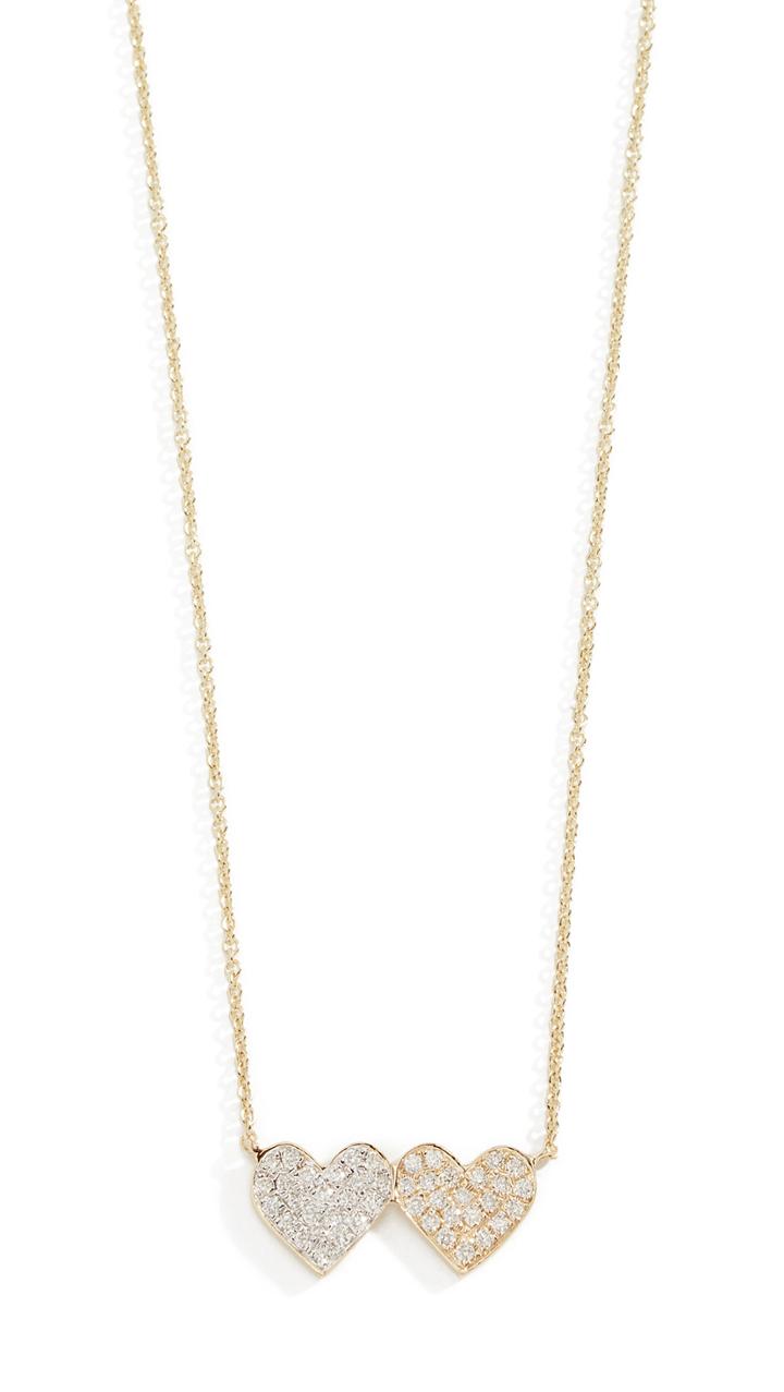 Sydney Evan 14k Medium Double Heart Necklace