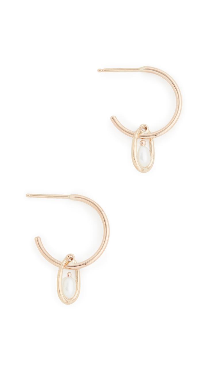 Wwake 14k Pearl Droplet Hoops