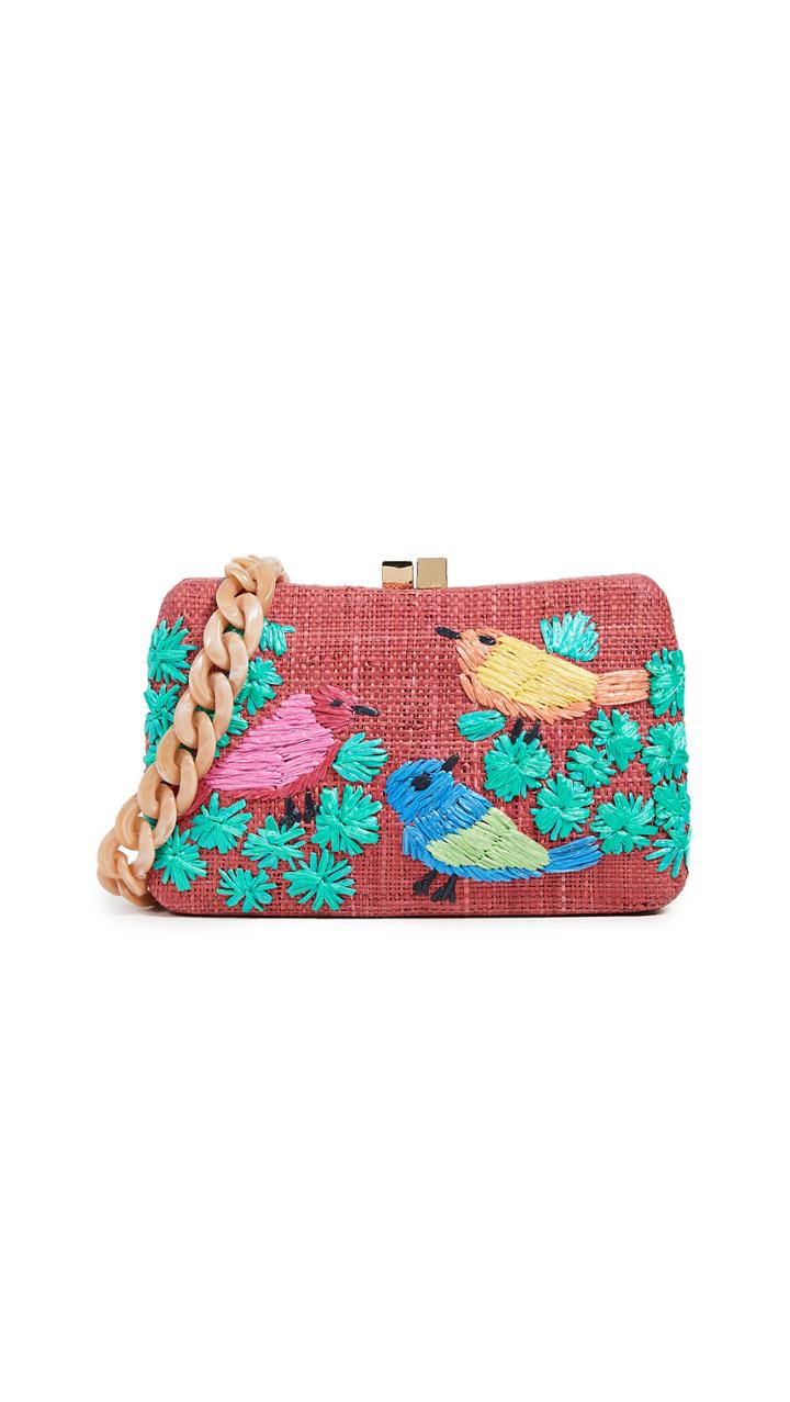 Serpui Marie Marissa Birds Embroidered Minaudiere