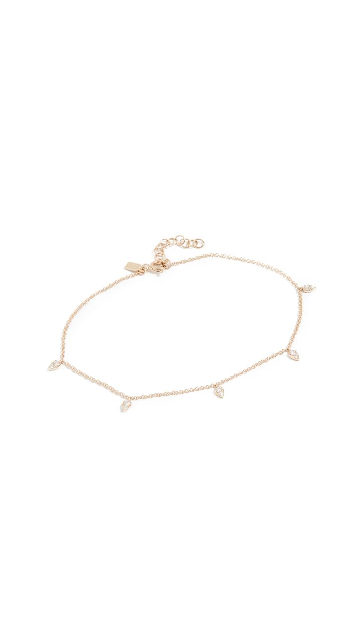 Ef Collection 14k Diamond Mini Teardrop Chain Anklet
