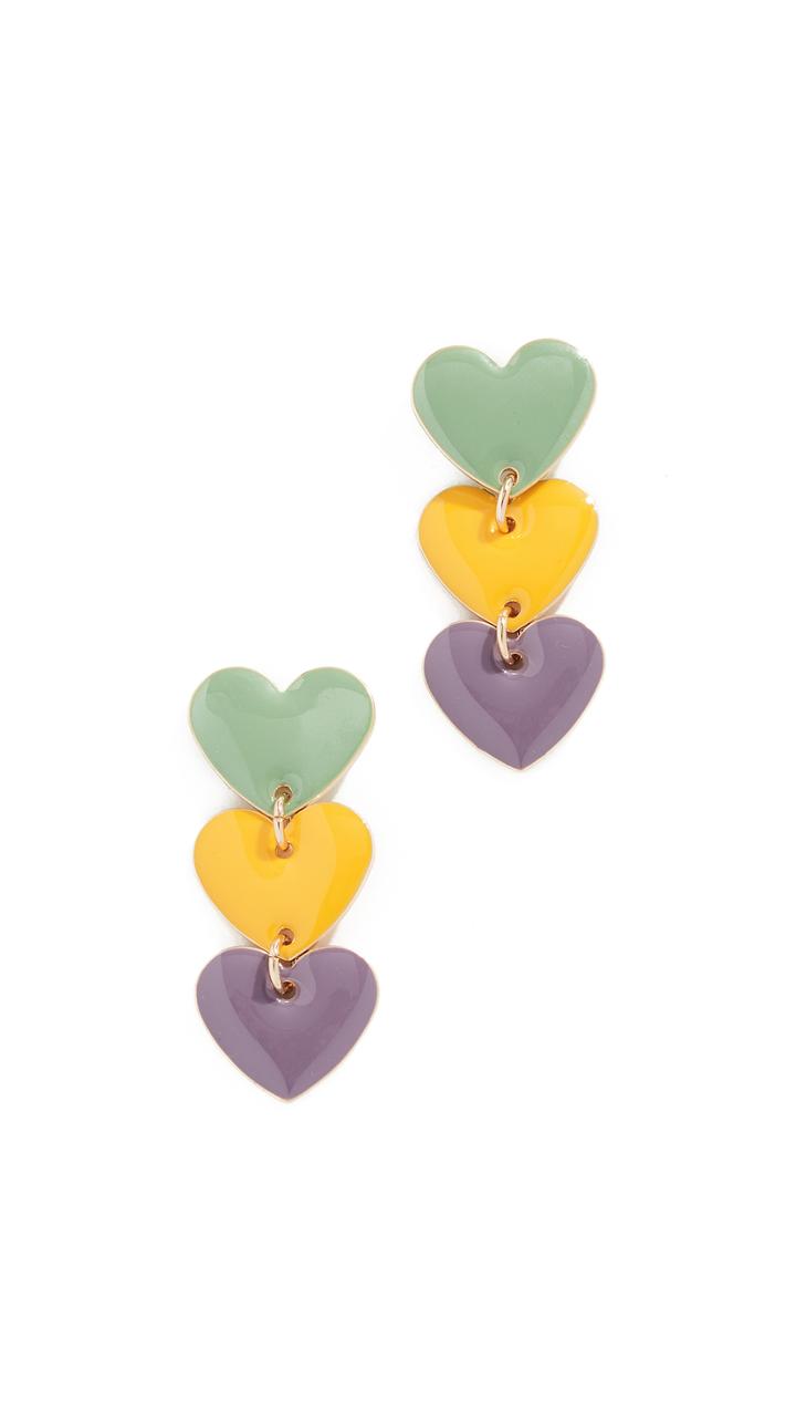 Shashi Enamel Heart Drop Earrings