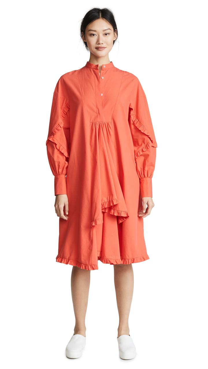Msgm Ruffle Poplin Dress