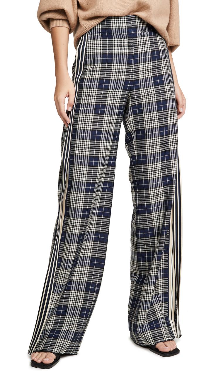 Monse Racing Stripe Vintage Plaid Pants