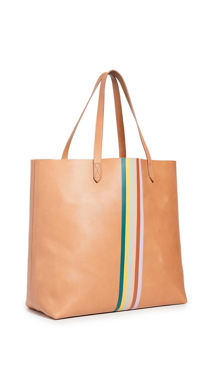 Madewell Classic Transport Tote With Rainbow Stripe