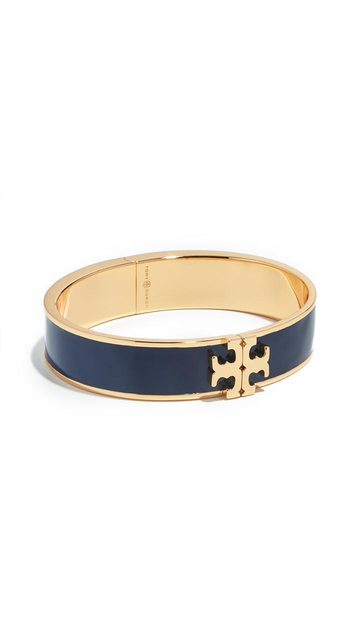 Tory Burch Raised Logo Enamel Hinged Bracelet
