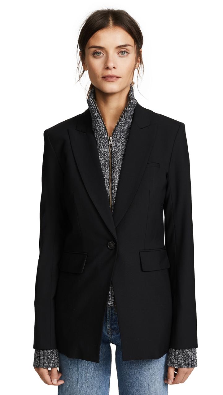Veronica Beard Long Lean Jacket With Melange Uptown Dickey