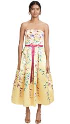 Marchesa Notte Strapless Printed Corseted Gown