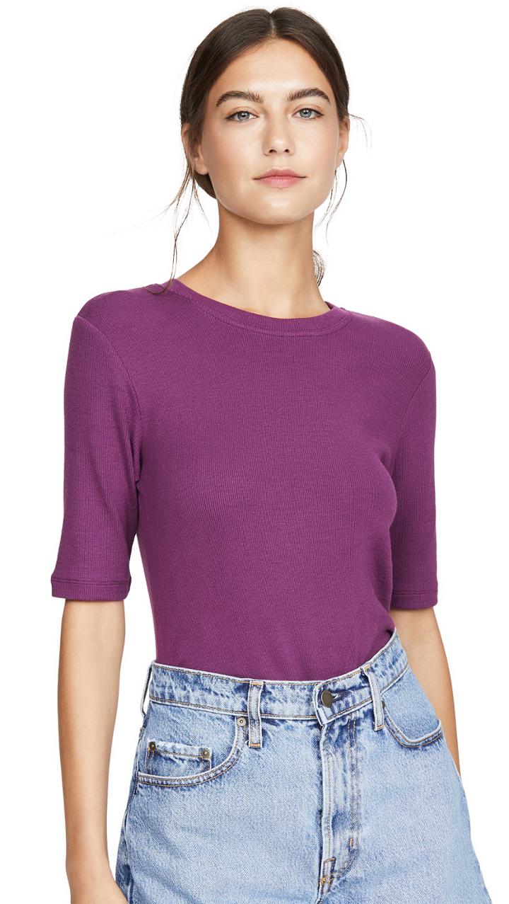 Goldie Ribbed Half Sleeve Tee