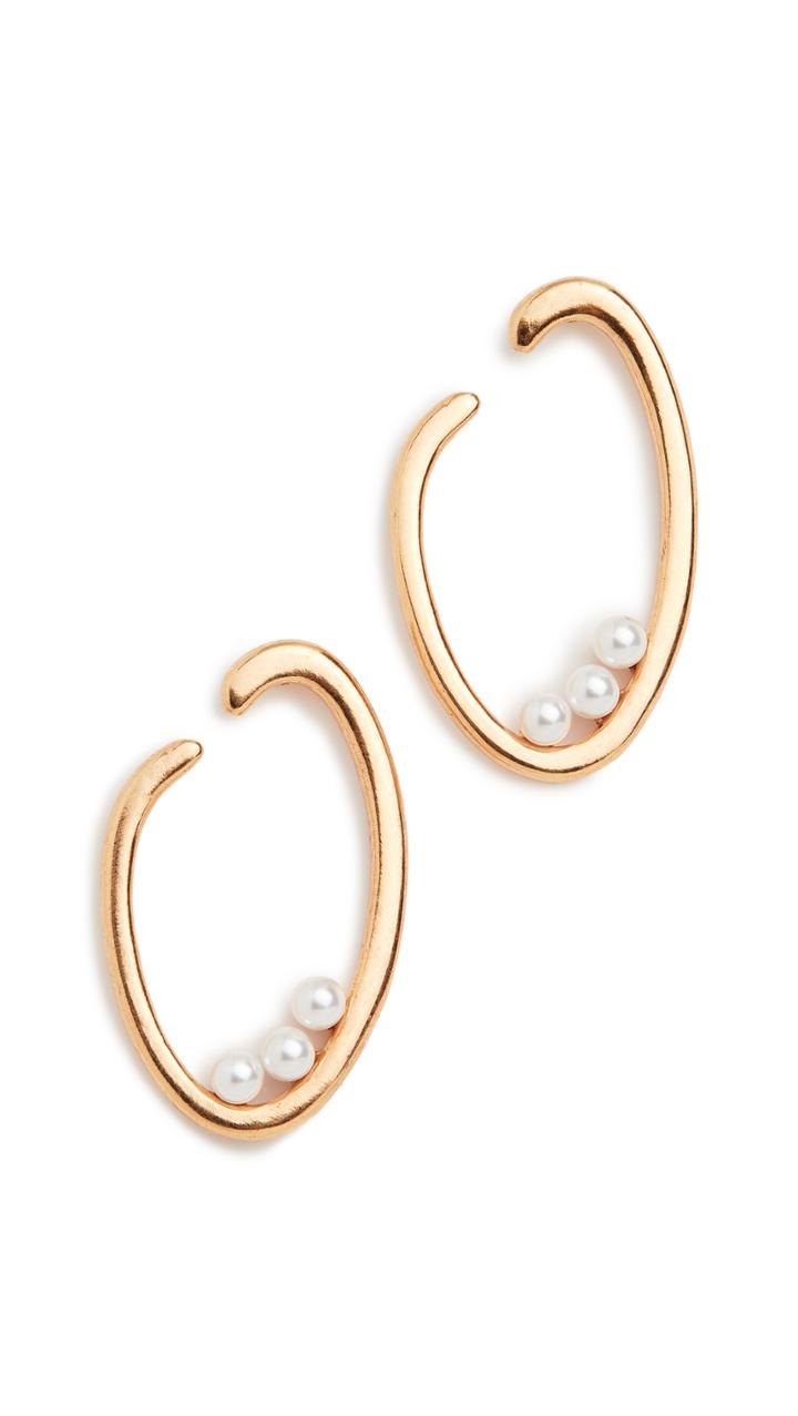 Oscar De La Renta O Logo Pearl Earrings