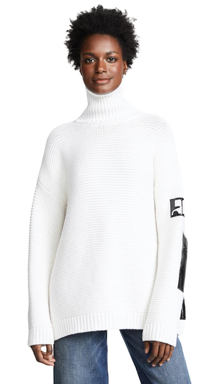 Courreges Turtle Neck Sweater With Vinyl Detail