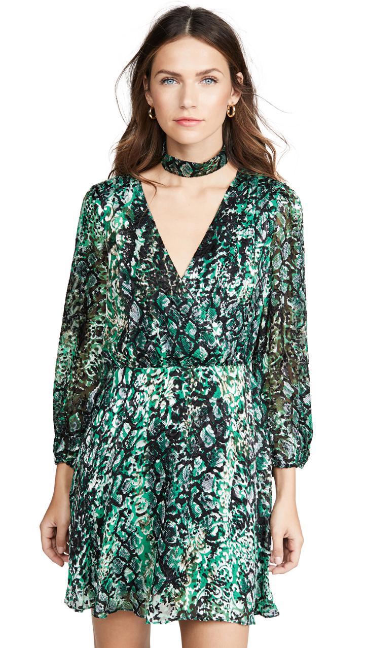 Alice Olivia Rita Blouson Sleeve Removable Mock Neck Dress