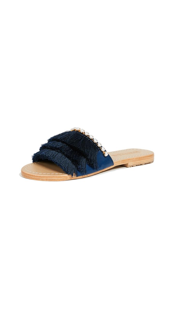 Mystique Fringe Slides With Imitation Pearls