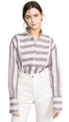 Frame Linen Clean Collared Bib Shirt