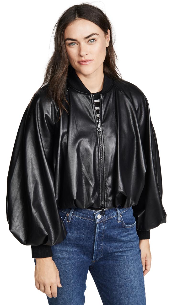 Goen J Faux Leather Bomber
