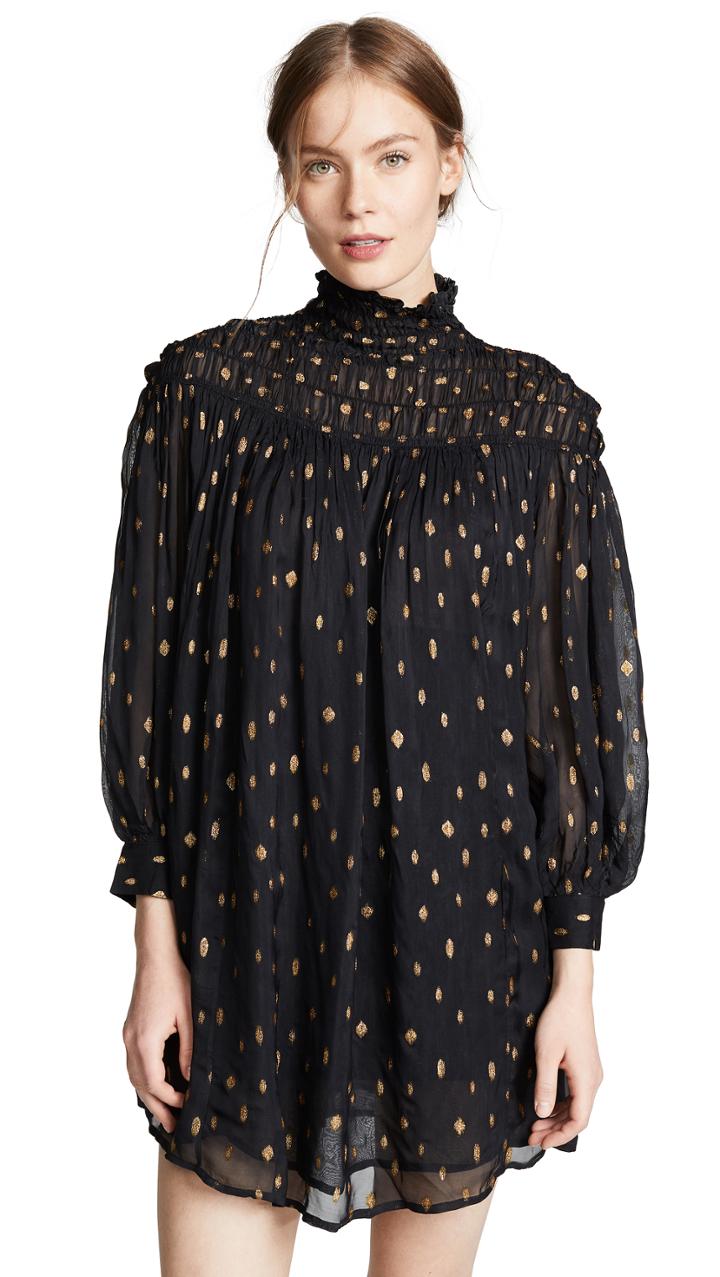 Frame Smocked Long Sleeve Dress