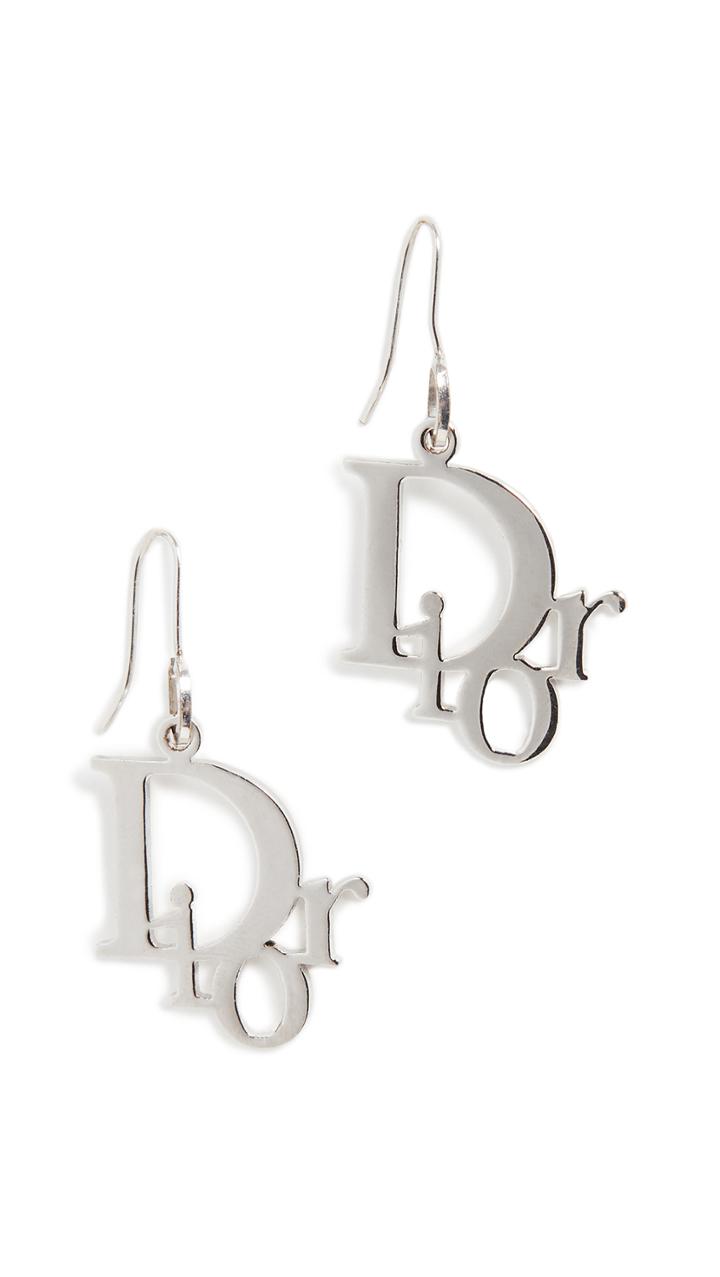 What Goes Around Comes Around Dior Silver Logo Earrings