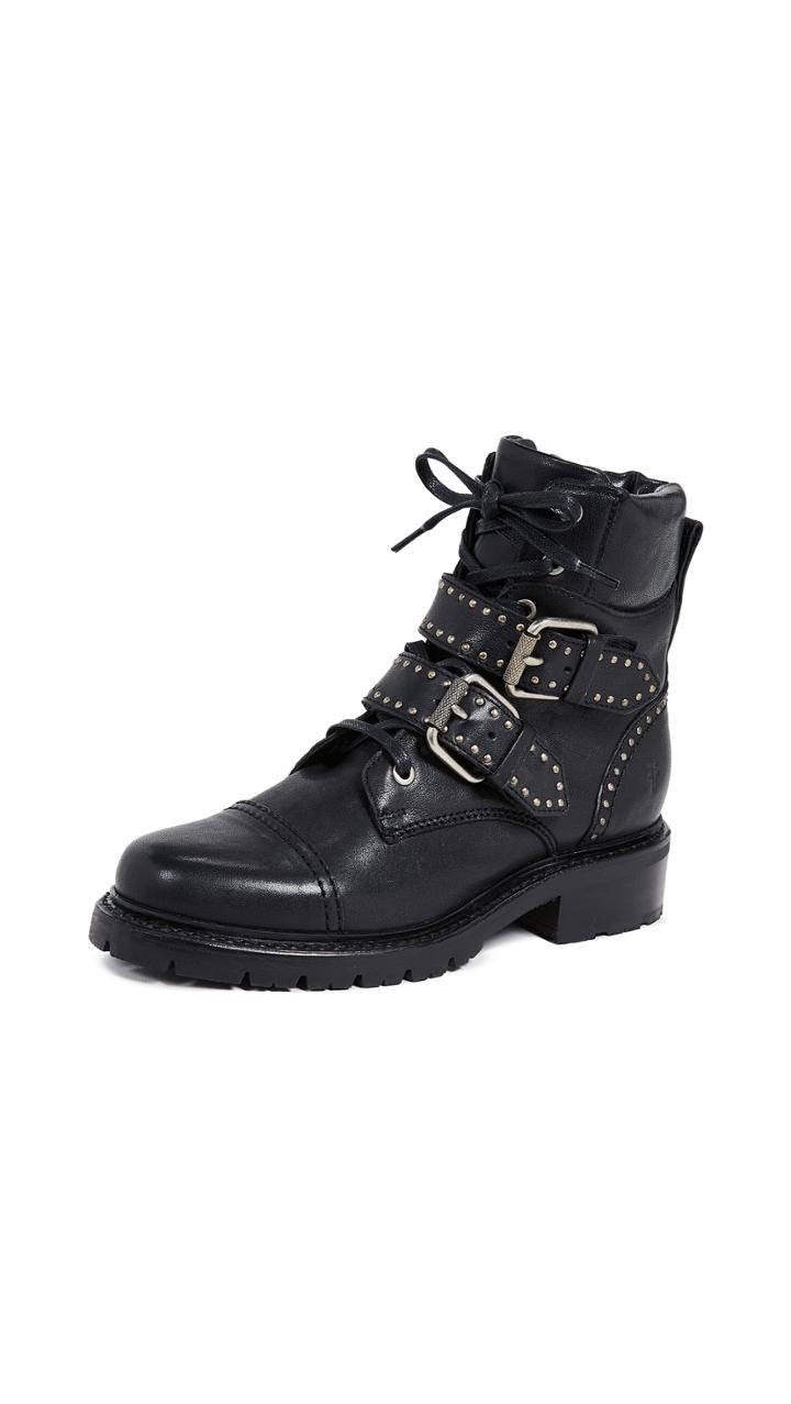 Frye Samantha Stud Belted Hiker Boots