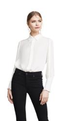 L Agence Lucien Diamond Smocked Cuff Blouse