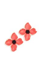 Oscar De La Renta Painted Flower Button Earrings