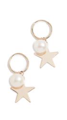 Loren Stewart Star And Pearl Hoop Earrings